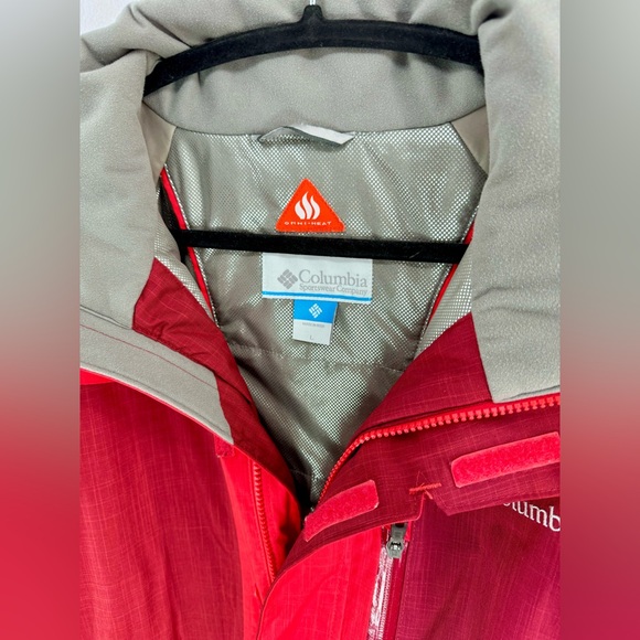Men’s Columbia Red Burgundy Winter Jacket Omni-Heat Sz L No Hood Tons of Pockets - Picture 6 of 15